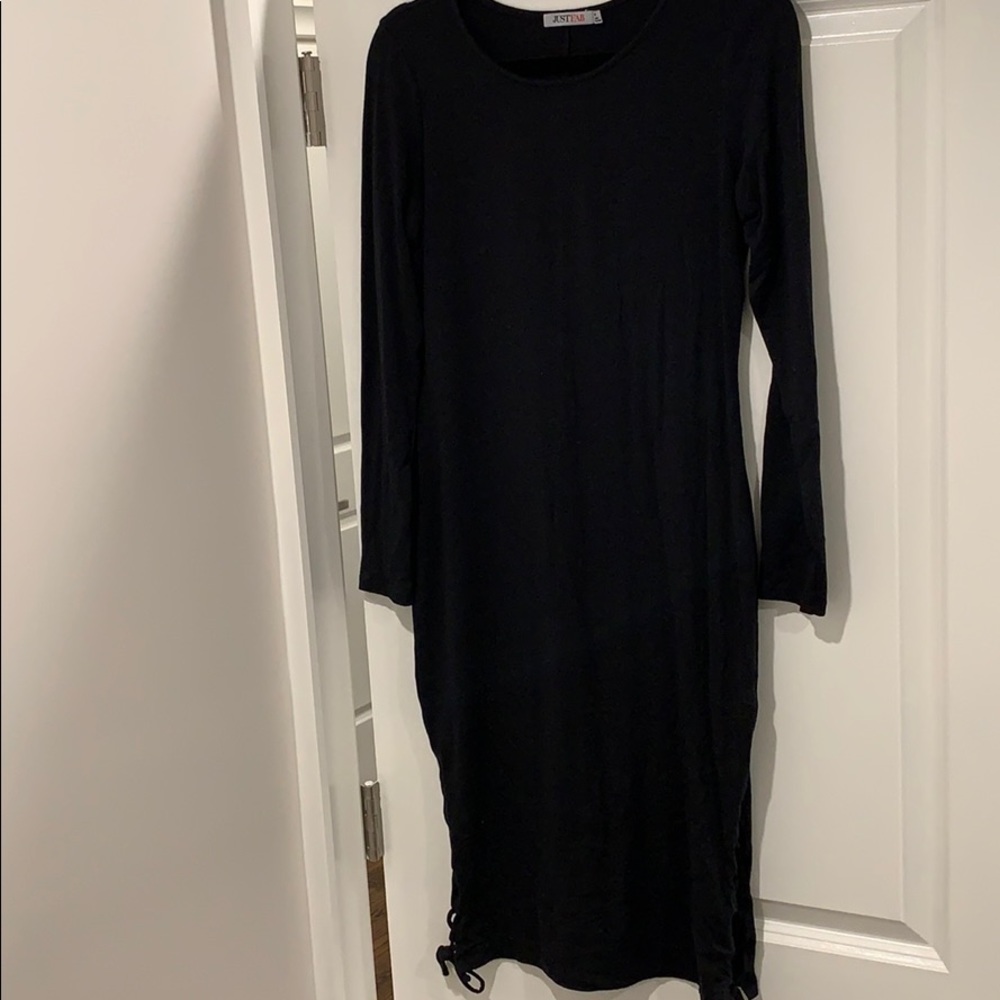black cotton midi dress